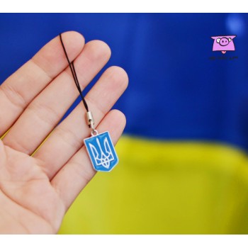Брелок на ключі Україночка. Тризуб Герб України.  Колір срібло